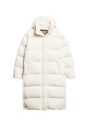Produktbild: Superdry Damen Lang geschnittener Steppmantel mit Kapuze Wollweiß 44
