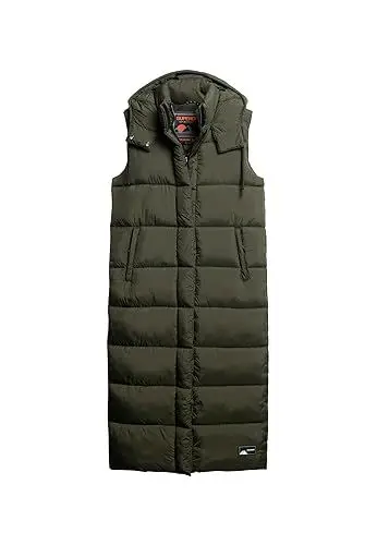 Produktbild: Superdry Damen Lange Ripstop Weste mit Kapuze Kaki Raster 36