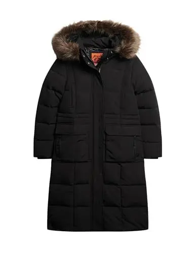 Produktbild: Superdry Damen Langer Everest Steppmantel Tiefschwarz 36