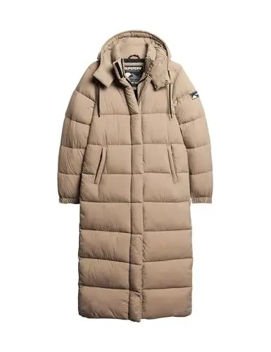 Produktbild: Superdry Damen Langer Ripstop Steppmantel Fossil Braun Raster 44