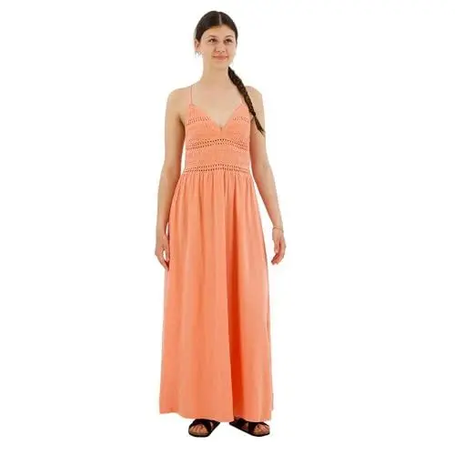 Produktbild: Superdry Damen Maxikleid aus Jersey mit Spitze Fusion Korallrot 36