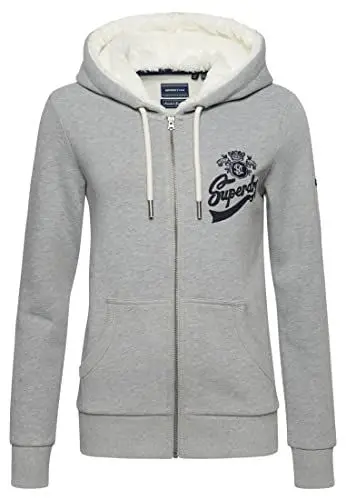 Produktbild: Superdry Damen Pride and Craft Kapuzenjacke mit Reißverschluss Grau Meliert 34
