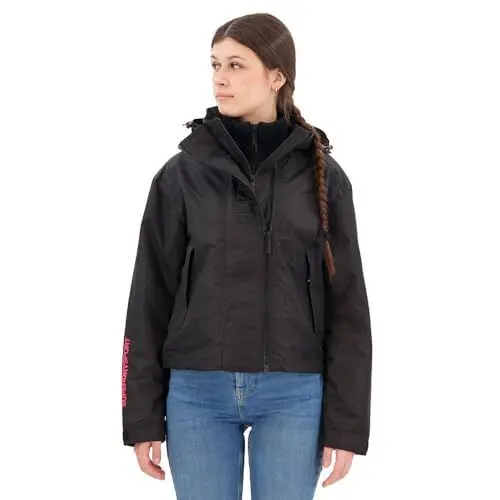 Produktbild: Superdry Damen SD Windbreaker Jacke mit Kapuze und Stickerei Schwarz 38