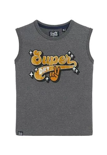 Produktbild: Superdry Damen Schmal geschnittenes Retro-Tanktop mit Verzierung Granit Grau Meliert 40