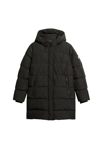 Produktbild: Superdry Damen Sports Steppjacke in mittlerer Länge mit Kapuze Schwarz 44