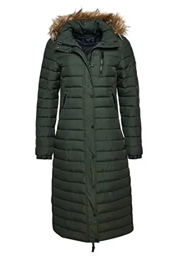 Produktbild: Superdry Damen Super lang geschnittener Fuji Mantel Dunkles Moosgrün 36