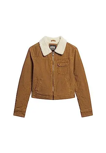 Produktbild: Superdry Damen Verkürzte Jacke mit Cordfutter Denim Co Tabakbraun 34