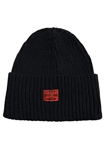 Produktbild: Superdry Damen Workwear Knitted Beanie Hat Baskenmütze, schwarz, One Size