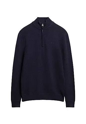 Produktbild: Superdry Herren Essential Emb Knit Henley T-Shirt, Carbon, Marineblau, meliert, XL