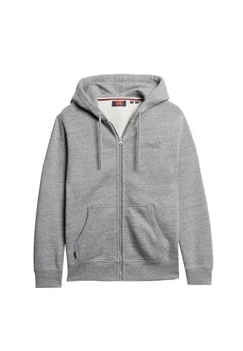 Produktbild: Superdry Herren Essential Logo Zip Hoodie Sweatshirt, Dunkelgrau meliert, M