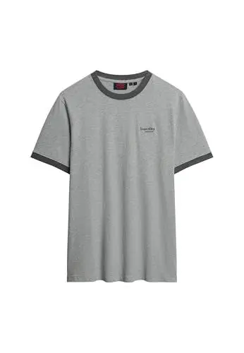 Produktbild: Superdry Herren Essential Ringer-T-Shirt mit Logo Grau Meliert/Kräftig Anthrazit Meliert L