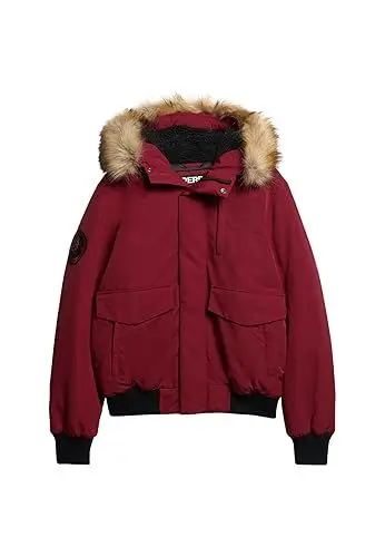 Produktbild: Superdry Herren Everest Hooded Puffer Bomber Jacke, Dunkelrot, Large