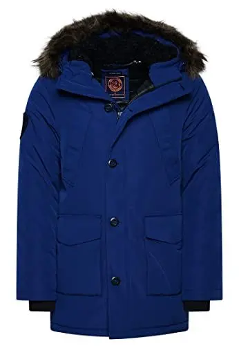 Produktbild: Superdry Herren Everest Parka mit Kapuze und Kunstfellbesatz Halbdunkel Marineblau L