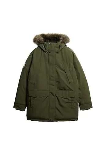Produktbild: Superdry Herren Everest Parka mit Kunstfellbesatz Army Kaki Grün L