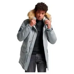 Produktbild: Superdry Herren Everest Parka mit Kunstfellkapuze Feldlerche Grau M