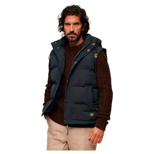 Produktbild: Superdry Herren Everest Steppweste mit Kapuze Nordisch Chrom Marineblau XL
