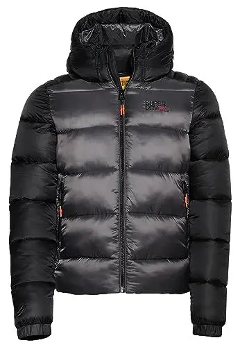 Produktbild: Superdry Herren Hood Colour Block Sport Puffer Jacke, schwarz, M