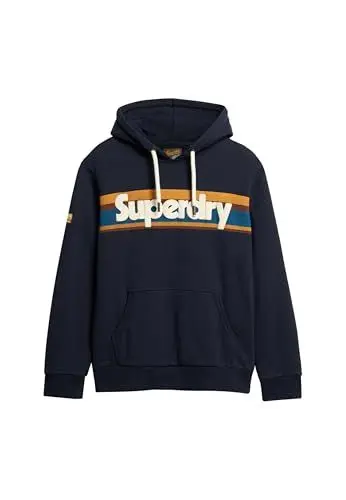 Produktbild: Superdry Herren Hoodie mit Retro-Streifen und Logo Finster Marineblau XL
