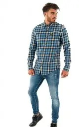Produktbild: Superdry Herren L/S Cotton Lumberjack T-Shirt, Blau (Burghley Check Blue), XXL