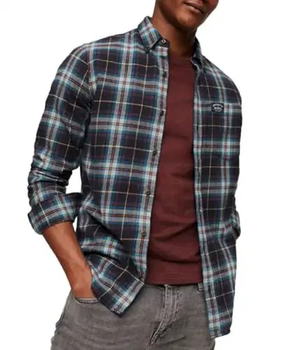 Produktbild: Superdry Herren L/S Cotton Lumberjack T-Shirt, Mehrfarbig (Drayton Check Navy 2), XL