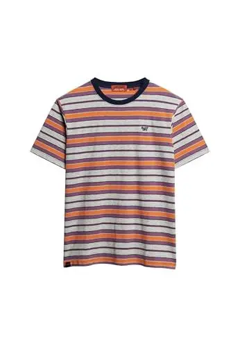 Produktbild: Superdry Herren Lässig geschnittenes T-Shirt mit Streifen Grau Meliert Gestreift M
