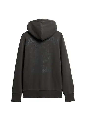 Produktbild: Superdry Herren Locker geschnittenes Hoodie mit Tattoo-Grafik Verwaschenes Schwarz XXXL