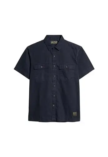 Produktbild: Superdry Herren Military-Kurzarmhemd Finster Marineblau XXL