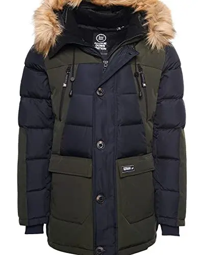Produktbild: Superdry Herren Rookie Daunenparka mit Farbblock-Design Dunkel Marineblau S