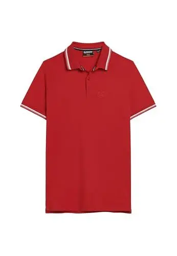 Produktbild: Superdry Herren Sportswear Polohemd mit Randstreifen Apfelrot L