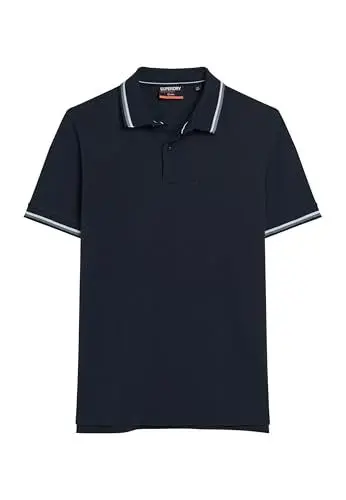 Produktbild: Superdry Herren Sportswear Polohemd mit Randstreifen Finster Marineblau L