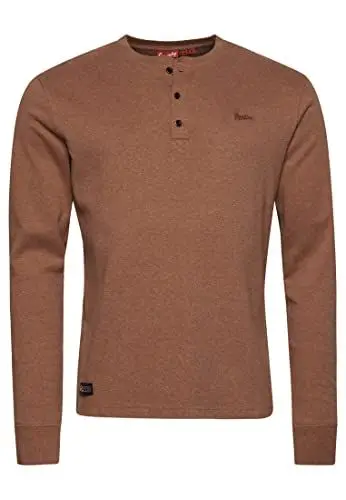 Produktbild: Superdry Herren VLE MID Weight L/S Henley Kapuzenpullover, Buck Tan Marl, M