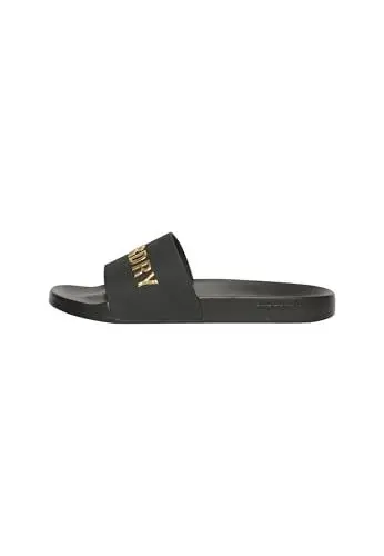 Produktbild: Superdry Herren Vegane Badesandalen mit Logo Schwarz/Metallic Gold 6-7