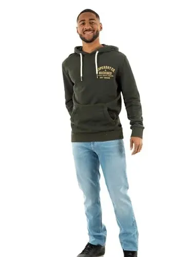 Produktbild: Superdry Herren Workwear Flock Chest Hoodie Sweatshirt, Surplus Goods Olive Green, M