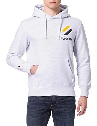 Produktbild: Superdry Mens Sportstyle Applique Hood Hooded Sweatshirt, Ice Marl, XL