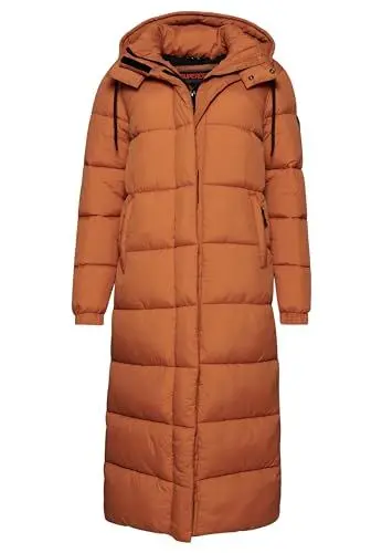 Produktbild: Superdry Damen Ripstop Longline Puffer Jacket A4 – gepolstert, Caramel Grid, 34