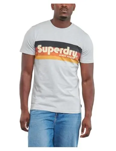 Produktbild: Superdry Unisex Cali Striped Logo T Shirt Hemd, Mehrfarbig (Sea Salt Blue Slub), S