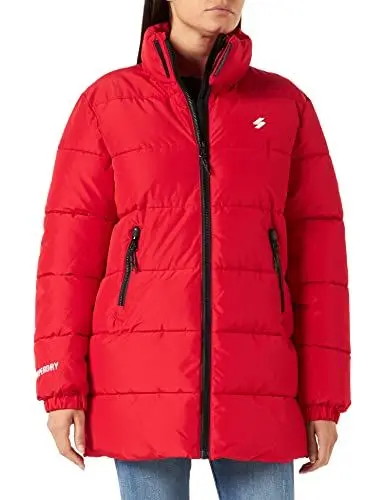 Produktbild: Superdry Womens Longline Sports Puffer Jacket, Risk Red, S