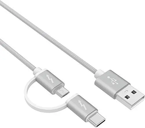 Produktbild: Superer 2 in 1 Typ C und Micro USB Kabel, Schnellladekabel passend für Amazon Kindle Fire HD 10 Kids Edition 10,1-Zoll 7. / 9. Generation 2017/2019 Tablet eReadern, QC3.0 3A 1.5m Datenkabel