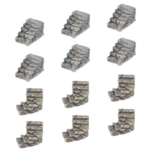 Produktbild: SUPERFINDINGS 12 Stück 2 Stile Miniatur Steintreppen Harzstufen Mini Steingarten Dekoration Chinesische Gartendekoration Mini Steingarten Dekoration für Landschaft Garten Veranda Yard Art Ornament