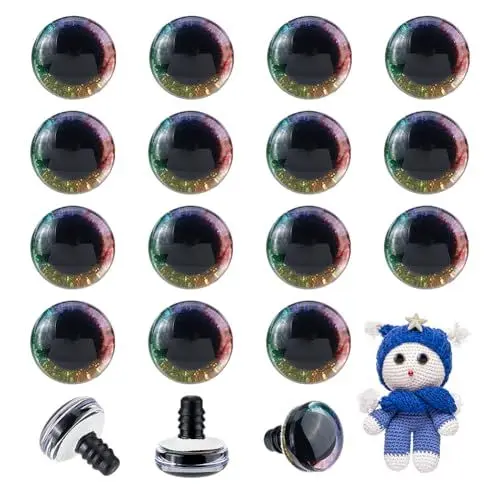 Produktbild: SUPERFINDINGS 20 Set Glitzer Sicherheitsaugen Zum Häkeln 3D Katzenaugen 20mm Gestopfte Häkel Tieraugen Handwerks Sicherheitsaugen Für Amigurumi Puppenherstellungszubehör