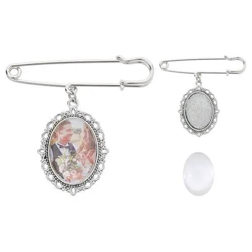 Produktbild: SUPERFINDINGS 2 Stück Bouquet Foto Charm Für Hochzeitssträuße Brautbroschen Anstecknadeln Silberne Hochzeitssträuße Bilderrahmen Charms Mit Feen Anhängern Für Die Brautdekoration