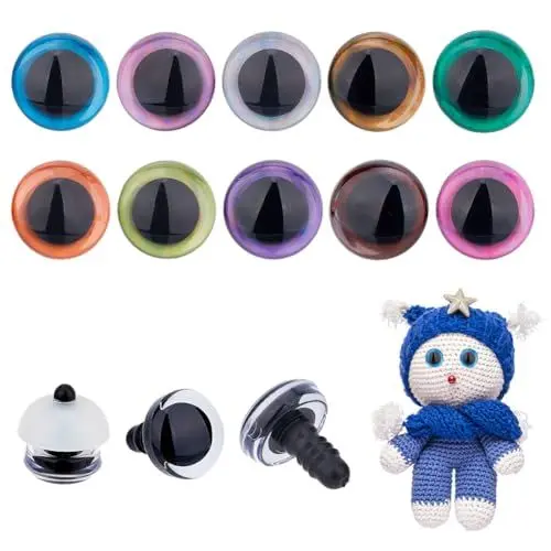 Produktbild: SUPERFINDINGS 40 Set 10 Farben 18mm 3D Glitzer Sicherheitsaugen Amigurumi Häkelaugen Mit Unterlegscheiben Kunststoff Häkelaugen Puppenbastelaugen Für Die Herstellung von Plüschtieren Und Stofftieren