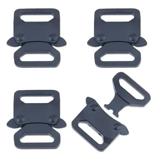 Produktbild: SUPERFINDINGS 4 Pack Schwarze Heavy Duty Schnallen Aus Legierung Für Paracord Armband 3.7x3.6cm Schnellverschluss Klickverschluss Gurtband Hundehalsband Schnalle Metall Schnalle