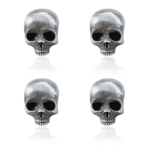 Produktbild: SUPERFINDINGS 4 Stück Gothic Totenkopf Brosche Punk Antik Silber Totenkopf Brosche Anstecknadeln Punk Stil Skelettkopf Brustnadel Legierung Totenkopf Anstecknadeln Halloween Totenkopf Anstecker
