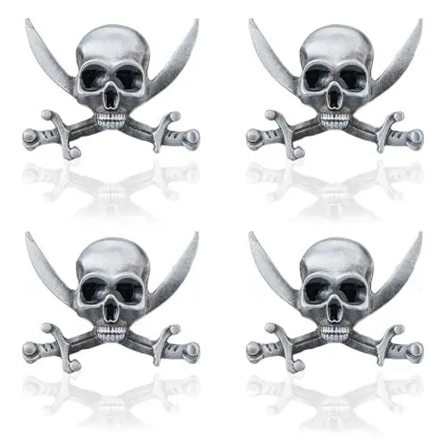 Produktbild: SUPERFINDINGS 4 Stück Gothic Totenkopf Brosche Punk Style Skelett Brosche Retro Doppel Messer Skelett Brosche Legierung Totenkopf Abzeichen Pin Halloween Kostüm Dekor