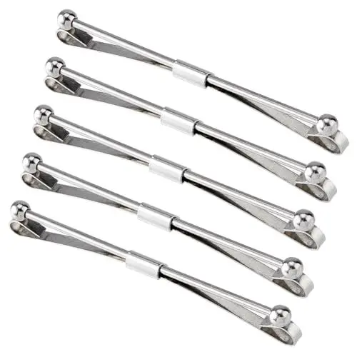 Produktbild: SUPERFINDINGS 5 Stück Krawattennadeln für Männer Edelstahl Kragenstäbchen Krawattennadeln Hemdkrawattennadeln Klassische Krawattenklammern Herrenklammern Bar Hemdklammer für Anzüge 6.1cm lang