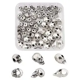 Produktbild: SUPERFINDINGS 60 Stück 3 Stil Schädel Zwischenperlen Tibetischen Stil Zink Legierung Europäische Perlen Für DIY Halloween Handwerk Schmuckherstellung Zubehör