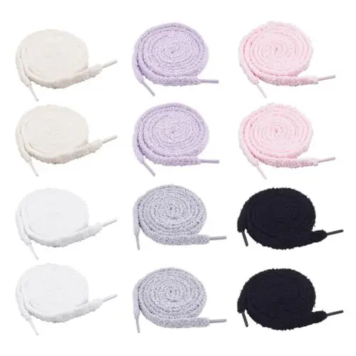 Produktbild: SUPERFINDINGS 6 Paare Polyester Schnürsenkel Dicke Schnürsenkel 6 Farben Schnürsenkel Für Sneaker Flache Flauschige Schnürsenkel 8.5mm Breit Plüsch Schnürsenkel Klobige Schnürsenkel Länge: 1.2m