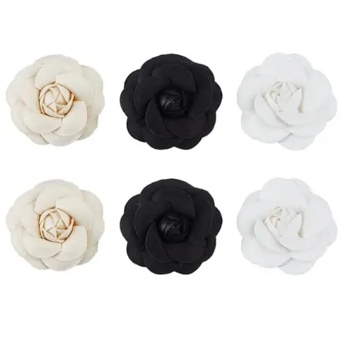 Produktbild: SUPERFINDINGS 6 Stück 3 Farben Kamelien Brosche Kamelien Haarspange Blumen Haarspange Stoffblumen Broschen Anstecknadeln Für Frauen Haare Kleider Hüte Kleidung Dekoration Zubehör