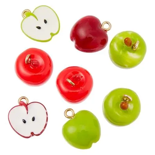 Produktbild: SUPERFINDINGS 8 Stück 4 Stile Apfel Frucht Anhänger Harz 3D Apfel Anhänger Anhänger Niedliche Lebensmittel Süße Apfel Anhänger Mit Aufhängeschlaufen Für Schlüsselanhänger DIY Schmuckherstellung
